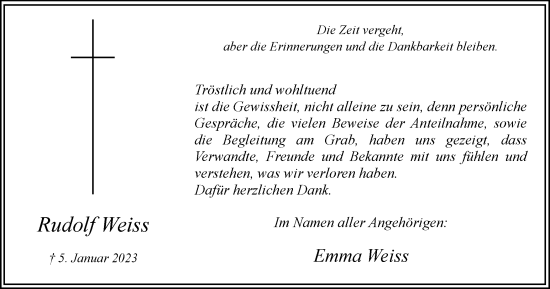 Traueranzeige von Rudolf Weiss von Hellweger Anzeiger