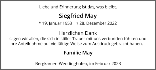 Traueranzeige von Siegfried May von Hellweger Anzeiger
