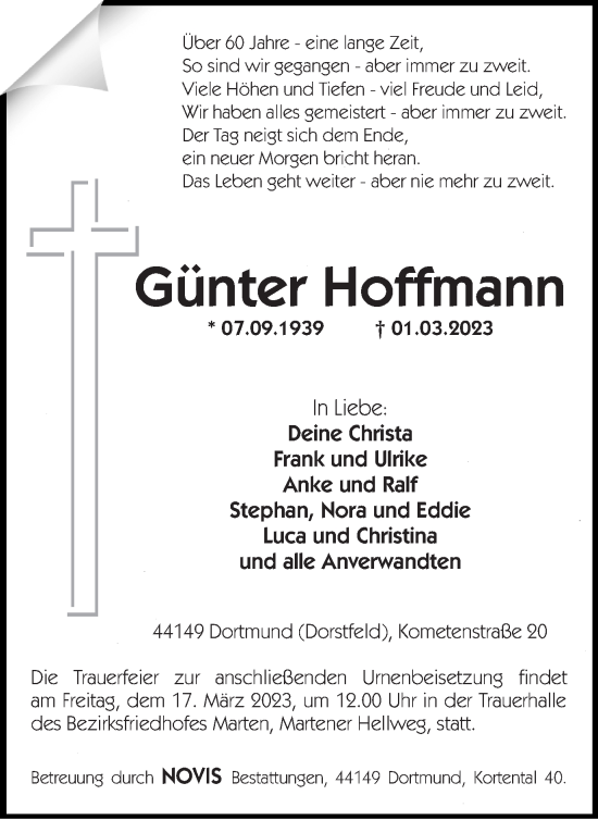 Traueranzeige von Günter Hoffmann 