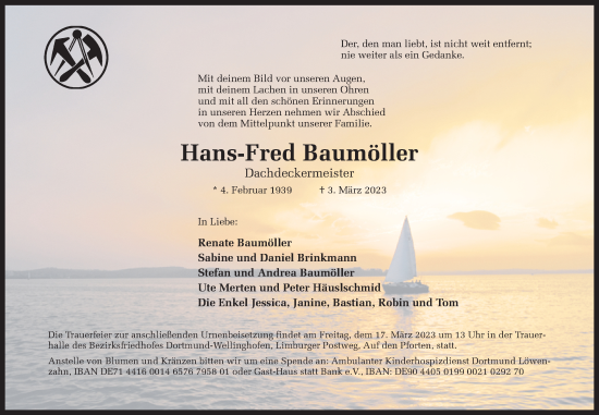 Traueranzeige von Hans-Fred Baumöller 