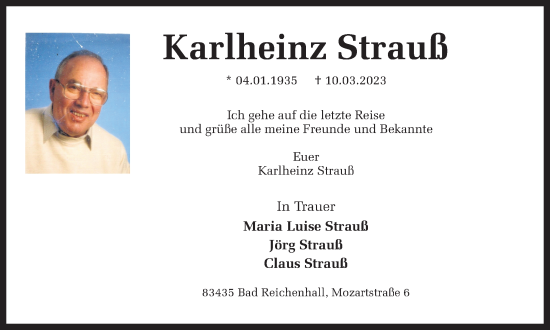Traueranzeige von Karlheinz Strauß 