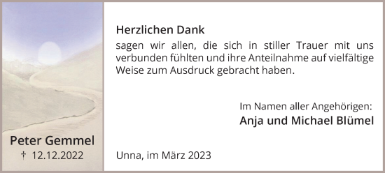 Traueranzeige von Peter Gemmel von Hellweger Anzeiger