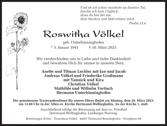 Traueranzeige von Roswitka Völkel 