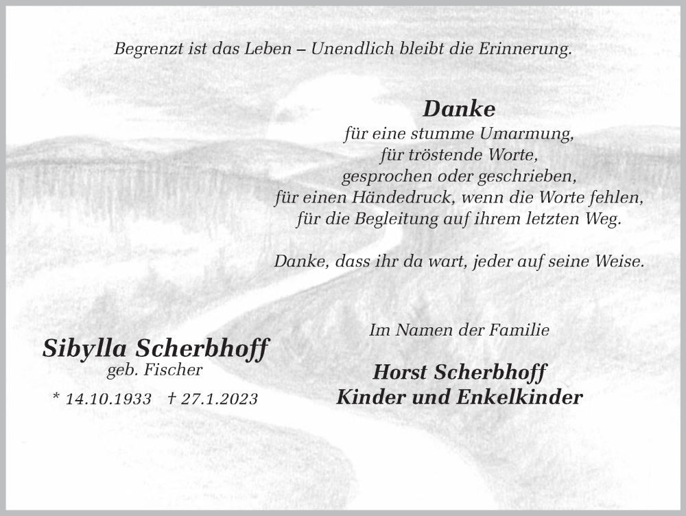  Traueranzeige für Sibylla Scherbhoff vom 04.03.2023 aus Ruhr Nachrichten und Dorstener Zeitung