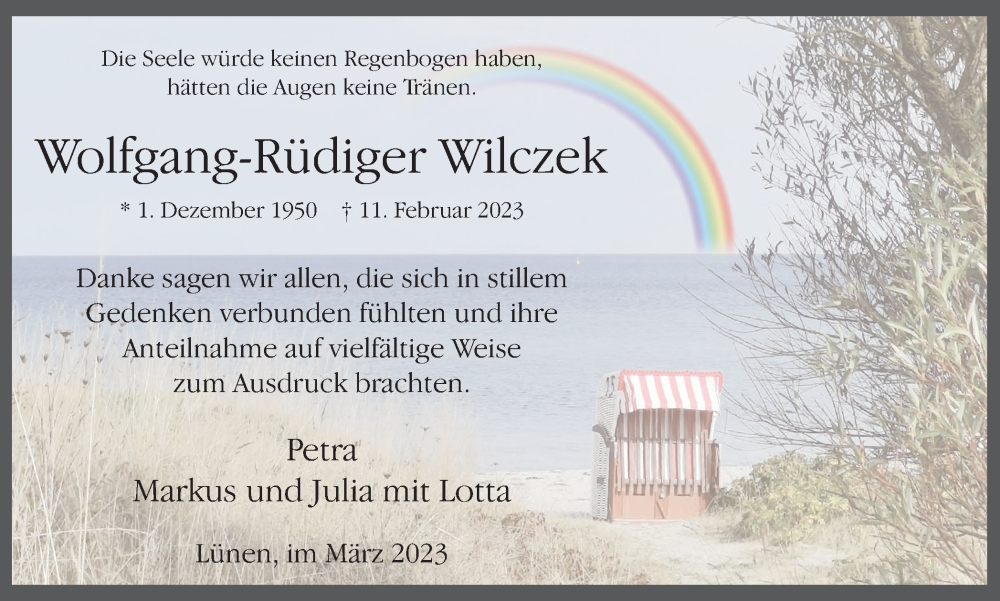 Traueranzeigen Von Wolfgang Rüdiger Wilczek Sich Erinnernde 8032