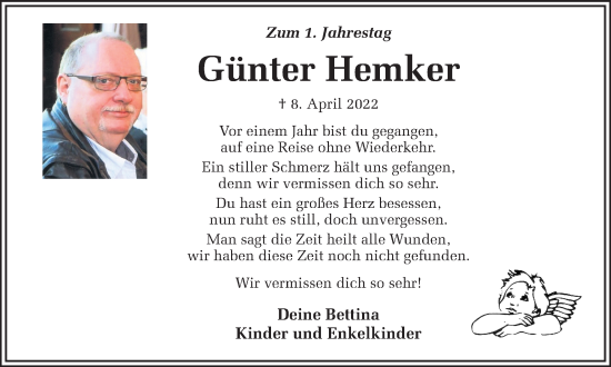 Traueranzeige von Günter Hemker 