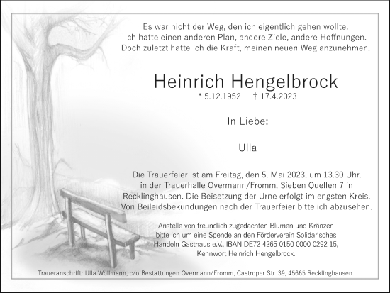 Traueranzeige von Heinrich Hengelbrock von Medienhaus Bauer