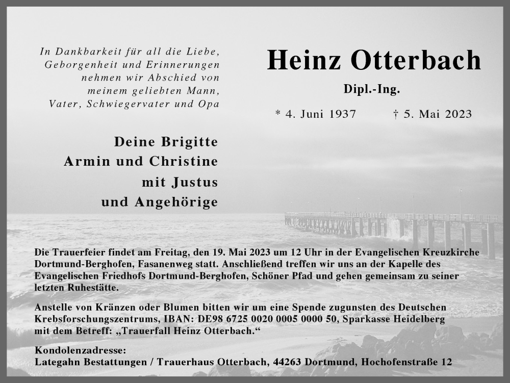  Traueranzeige für Heinz Otterbach vom 13.05.2023 aus 