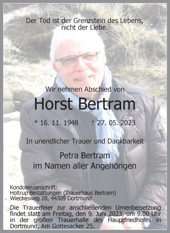 Traueranzeige von Horst Bertram 