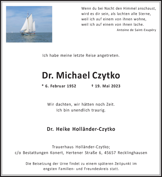 Traueranzeige von Michael Czytko von Ruhr Nachrichten und Halterner Zeitung