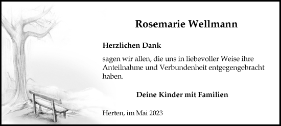 Traueranzeige von Rosemarie Wellmann von Medienhaus Bauer