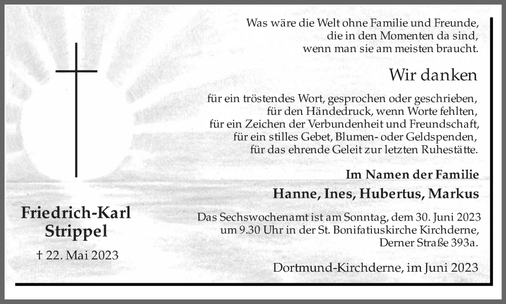 Traueranzeige für Friedrich-Karl Strippel vom 24.06.2023 aus 
