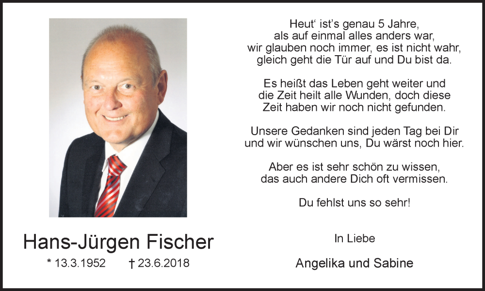  Traueranzeige für Hans-Jürgen Fischer vom 23.06.2023 aus Ruhr Nachrichten und Dorstener Zeitung