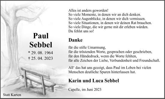 Traueranzeige von Paul Sebbel von Ruhr Nachrichten