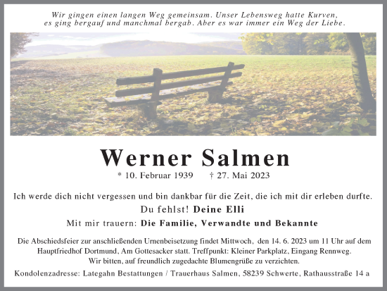 Traueranzeige von Werner Salmen 