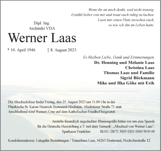 Traueranzeige von Werner Laas 