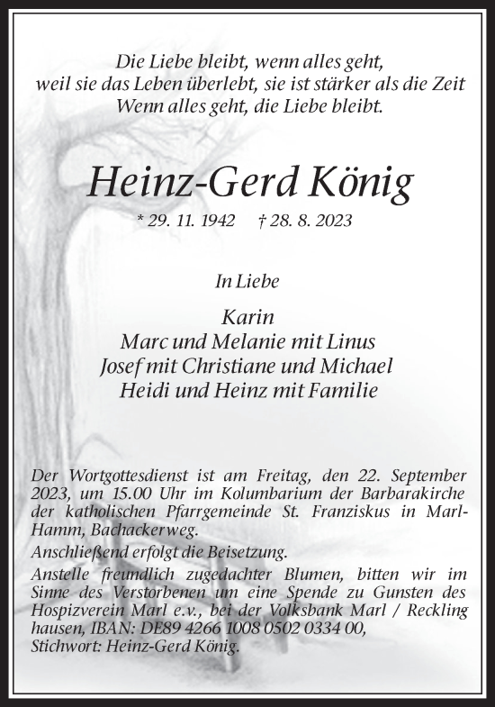 Traueranzeige von Heinz-Gerd König