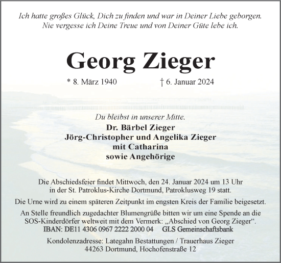 Traueranzeige von Georg Zieger 