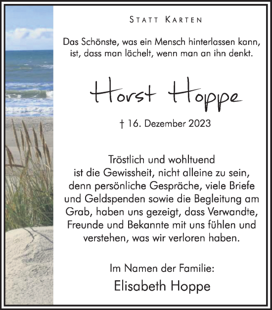 Traueranzeige von Horst Hoppe