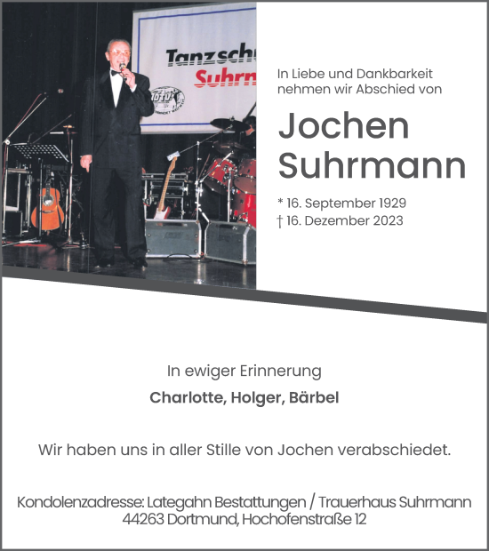 Traueranzeige von Jochen Suhrmann 