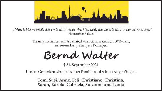 Traueranzeige von Bernd Walter von Ruhr Nachrichten