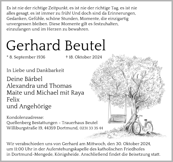 Traueranzeige von Gerhard Beutel von Ruhr Nachrichten