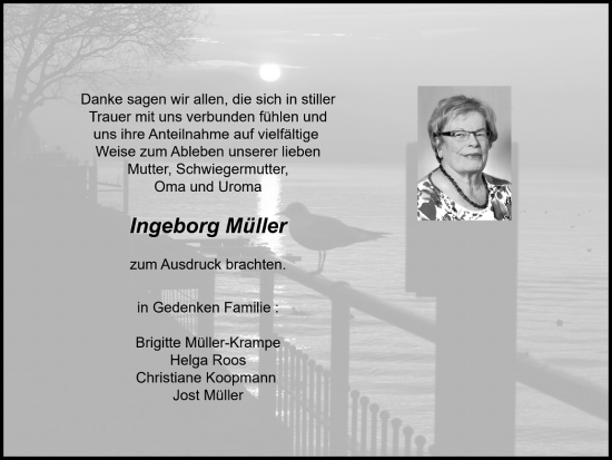 Traueranzeige von Ingeborg Müller von Ruhr Nachrichten und Dorstener Zeitung