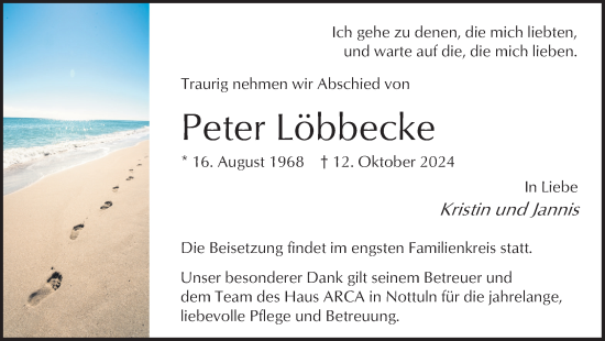 Traueranzeige von Peter Löbbecke von Ruhr Nachrichten und Halterner Zeitung