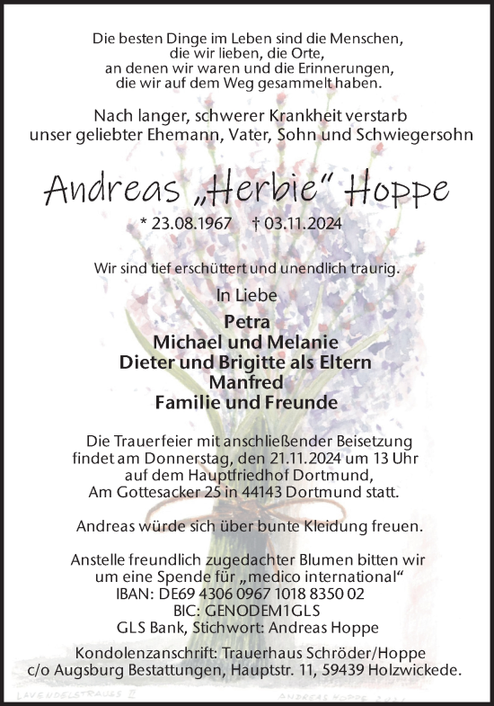 Traueranzeige von Andreas Hoppe von Hellweger Anzeiger