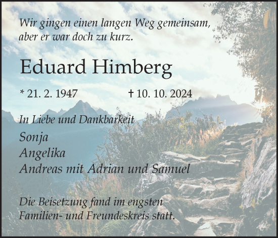 Traueranzeige von Eduard Himberg von Ruhr Nachrichten und Dorstener Zeitung