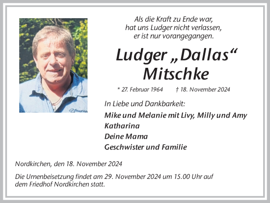 Traueranzeige von Ludger Mitschke von Ruhr Nachrichten