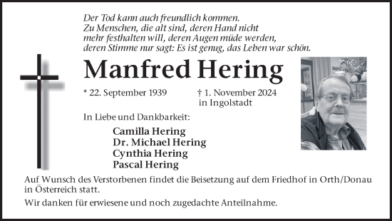 Traueranzeige von Manfred Hering von Hellweger Anzeiger