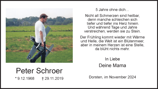 Traueranzeige von Peter Schroer von Ruhr Nachrichten und Dorstener Zeitung