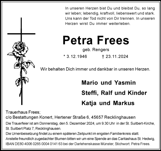 Traueranzeige von Petra Frees von Trauer Vest