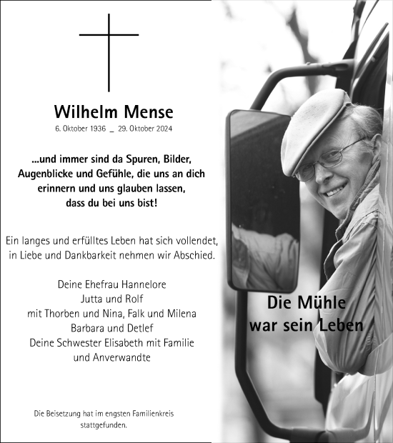 Traueranzeige von Wilhelm Mense von Ruhr Nachrichten und Dorstener Zeitung