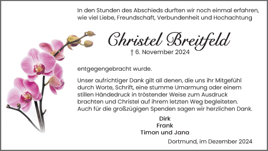 Traueranzeige von Christel Breitfeld von Ruhr Nachrichten