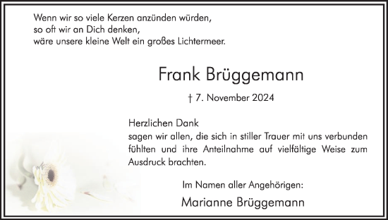 Traueranzeige von Frank Brüggemann von Hellweger Anzeiger