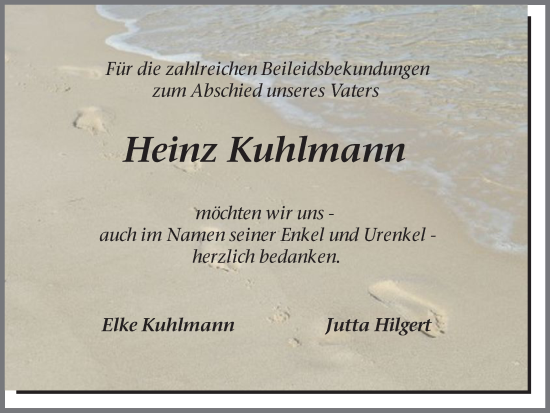 Traueranzeige von Heinz Kuhlmann von Lüner Anzeiger