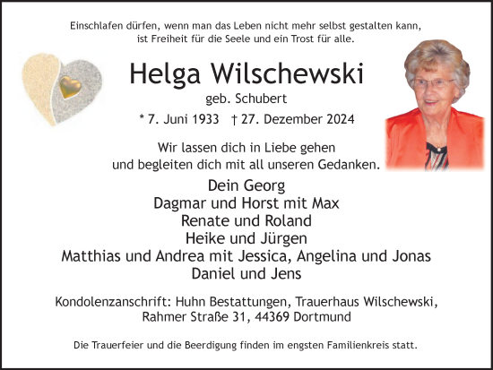 Traueranzeige von Helga Wilschewski von Ruhr Nachrichten