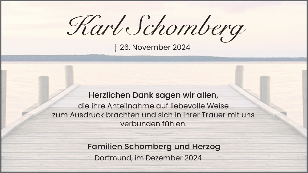  Traueranzeige für Karl Schomberg vom 21.12.2024 aus Ruhr Nachrichten