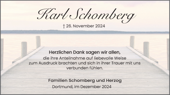 Traueranzeige von Karl Schomberg von Ruhr Nachrichten