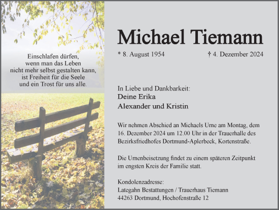Traueranzeige von Michael Tiemann von Ruhr Nachrichten