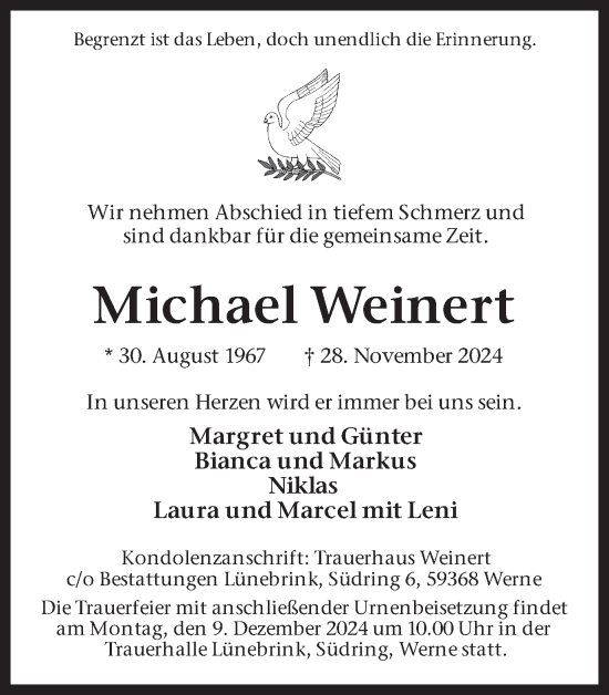 Traueranzeige von Michael Weinert von Ruhr Nachrichten