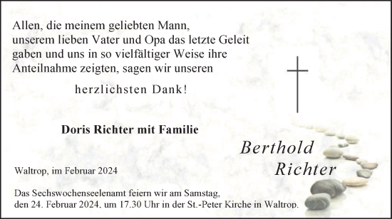 Traueranzeige von Berthold Richter von Medienhaus Bauer