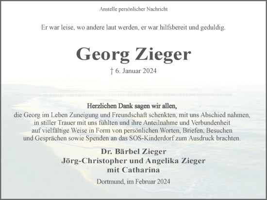 Traueranzeige von Georg Zieger 