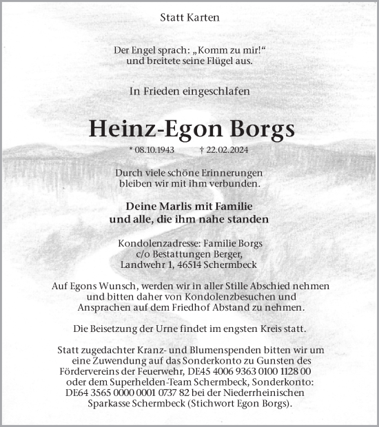 Traueranzeige von Heinz-Egon Borgs von Ruhr Nachrichten und Dorstener Zeitung
