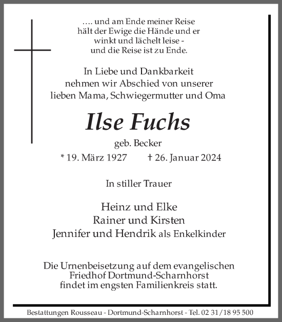 Traueranzeige von Ilse Fuchs 