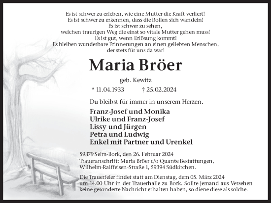 Traueranzeige von Maria Bröer von Ruhr Nachrichten
