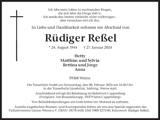Traueranzeige von Rüdiger Reßel von Ruhr Nachrichten