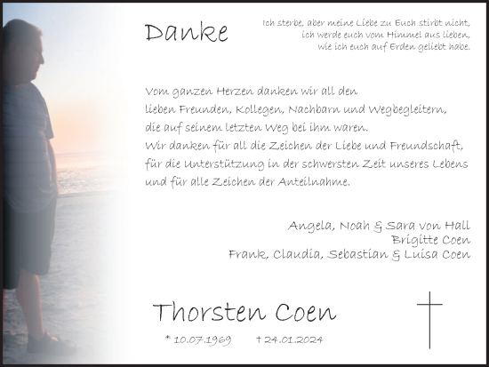 Traueranzeige von Thorsten Coen von Ruhr Nachrichten und Dorstener Zeitung